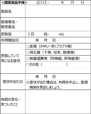 健康食品手帳の画像