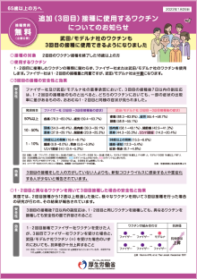 追加接種に使用するワクチンのお知らせ（65歳以上の方へ）