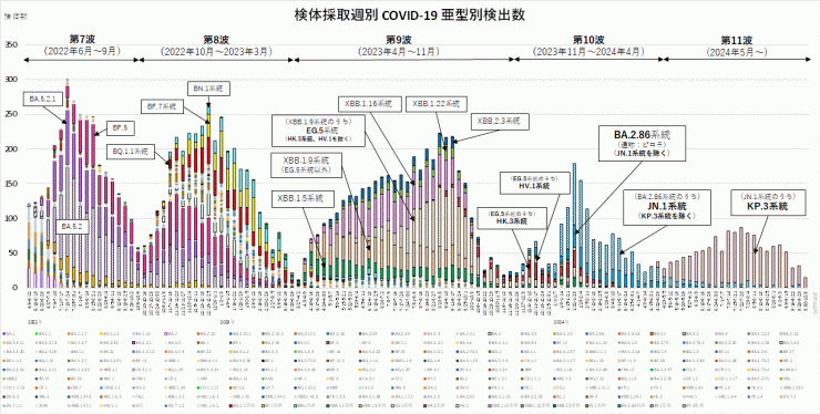 亜型別検出数の推移（2024年10月17日現在）