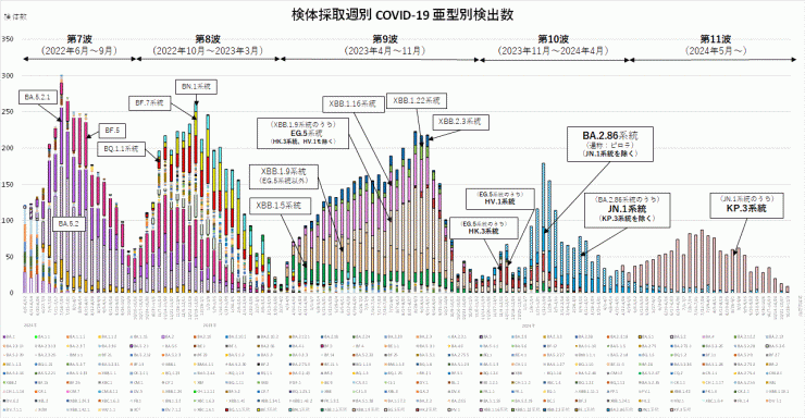 亜型別検出数の推移（2024年11月14日現在）
